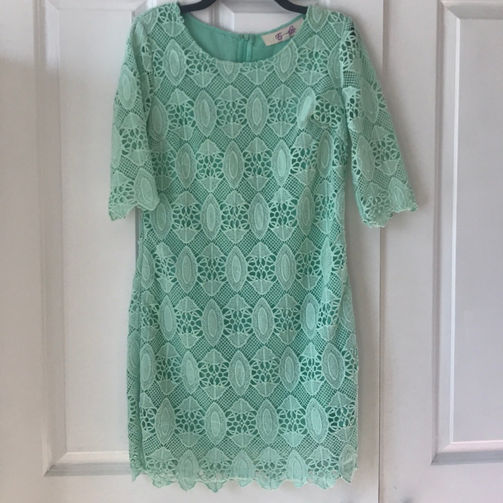 Mint Green Lace Sleeved Dress